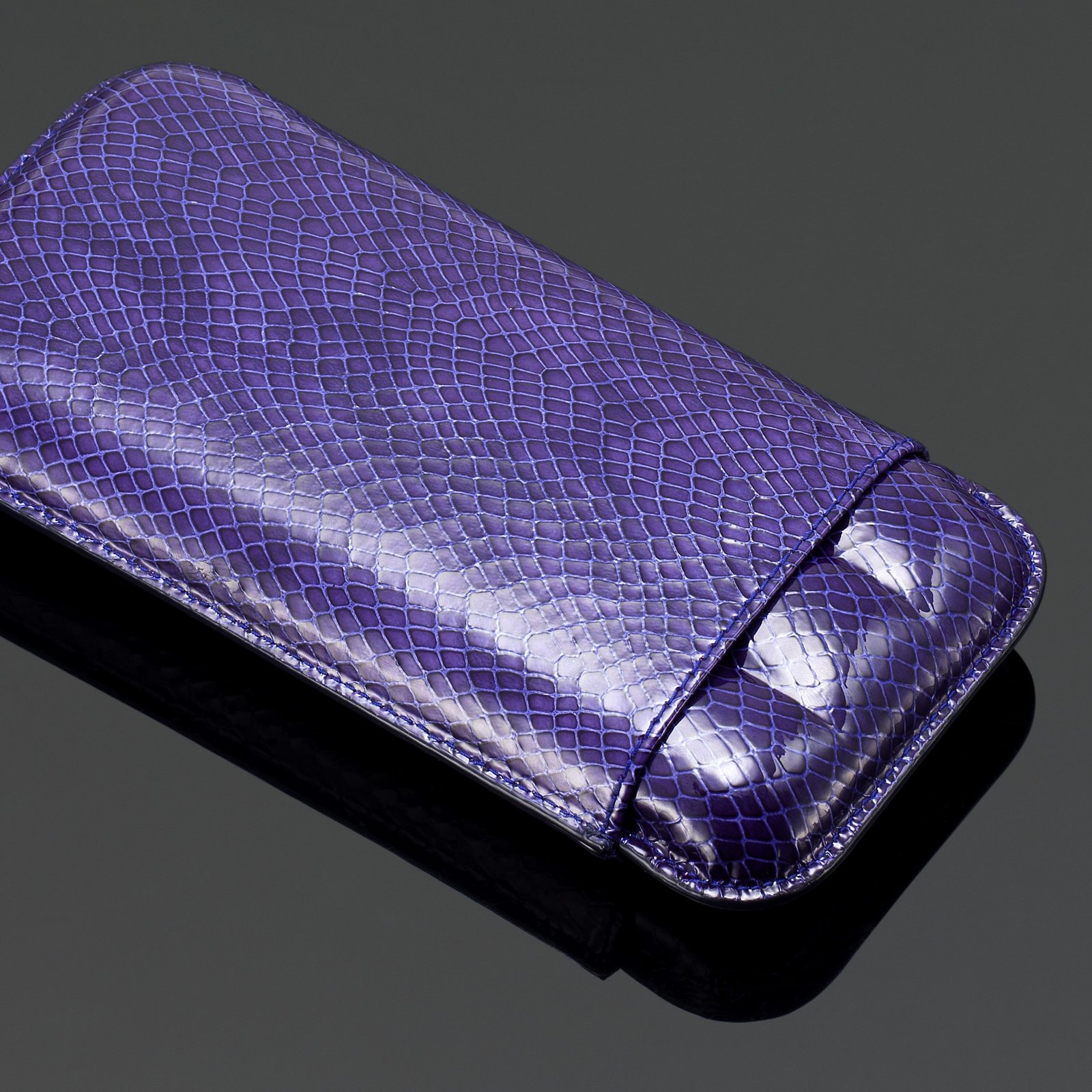 Lizard Print Leather cigar case (3 sticks)